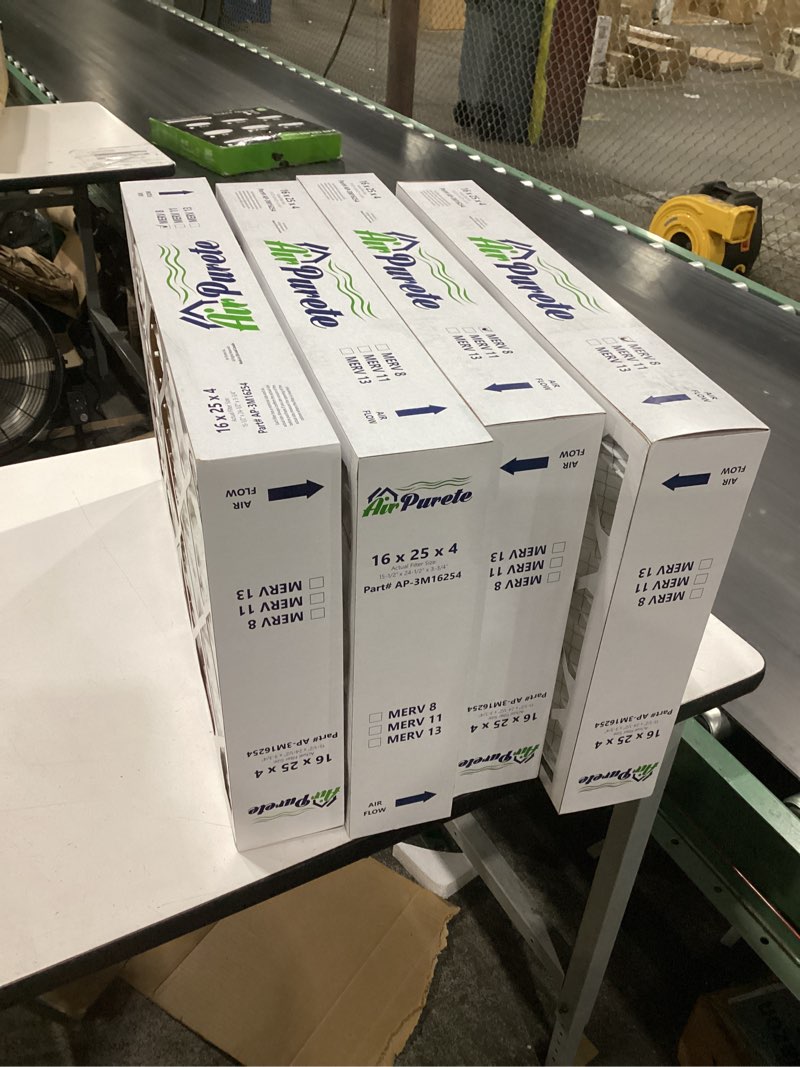 Condition photo showing Good Condition for airpurete 16x25x4 merv 8 air filter, 4-pack, actual size (15.50 x 24.50 x 3.75), pleated hvac furnace filter, replacement for 3m filtrete, carrier, bryant, payne & white rodgers 8 2
