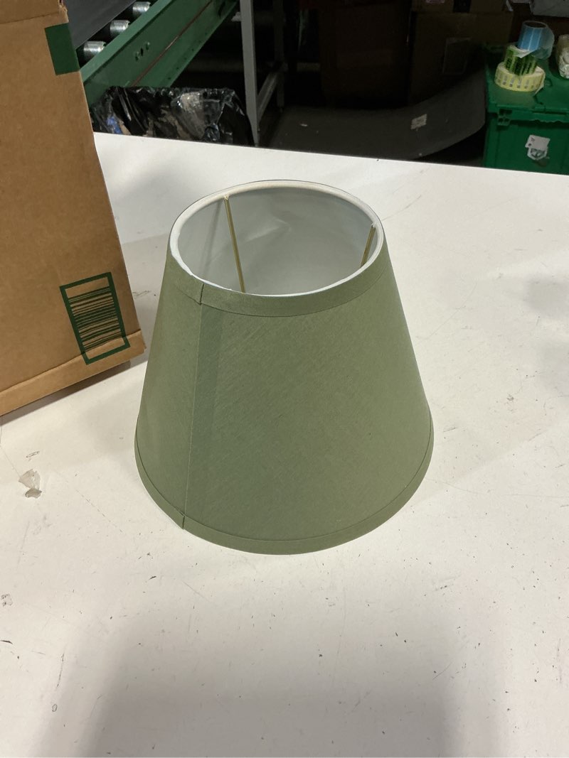 Condition photo showing Good Condition for Aspen Creative 32071, Hardback Empire Transitional Spider Celadon Lamp Shade, 7" Top x 13" Bottom x 10" Slant