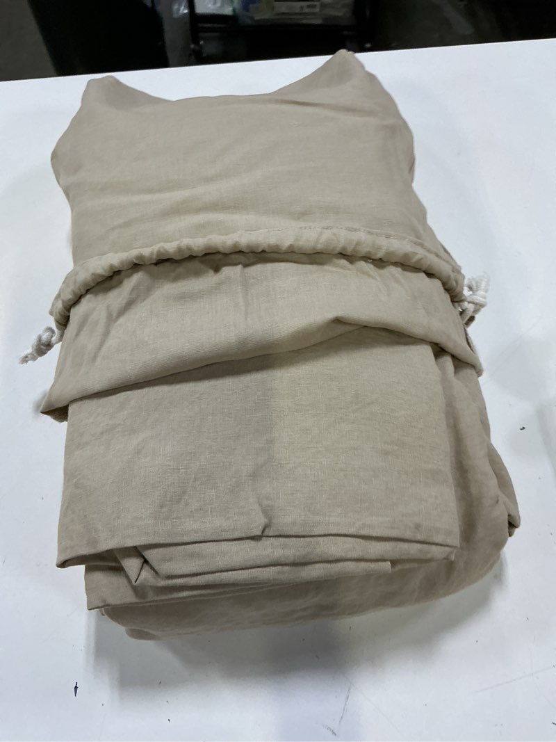 Condition photo showing As Is for quince european linen sheet set, king, toffee