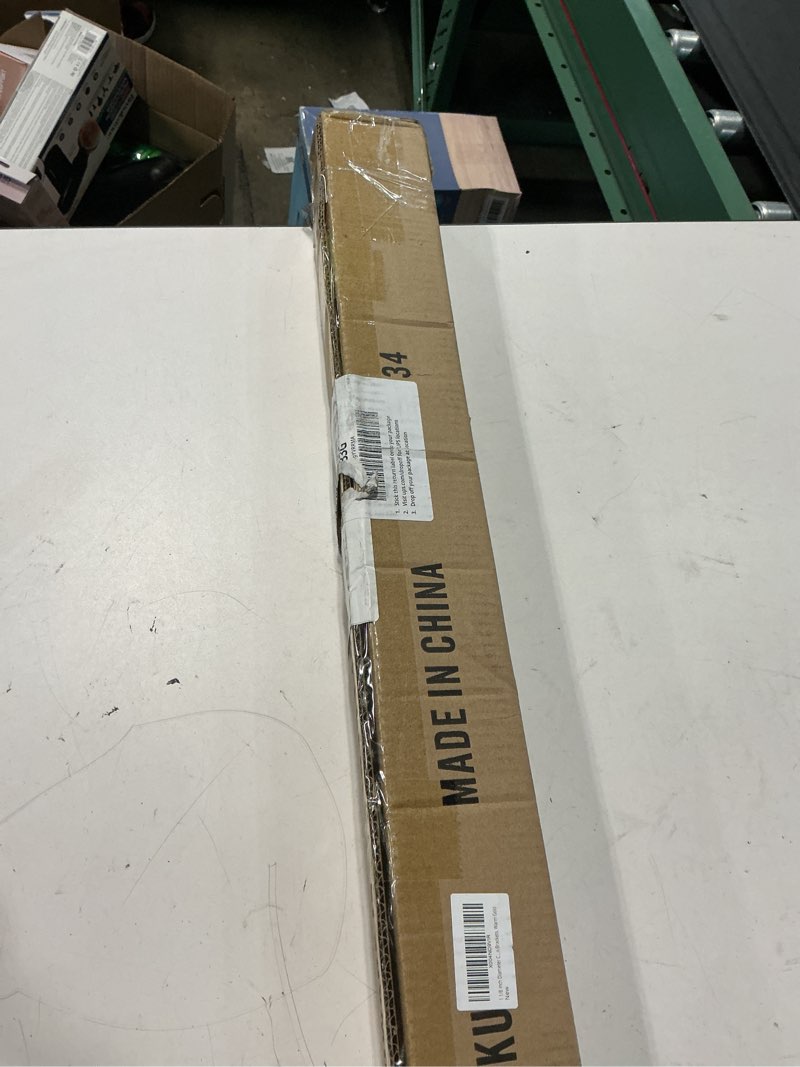 Condition photo showing Good Condition for 1 1/8 inch diameter curtain rods, 36-72” telescoping large single window drapery rod heavy duty with adjustable modern brackets, warm gold warm gold 36-72"