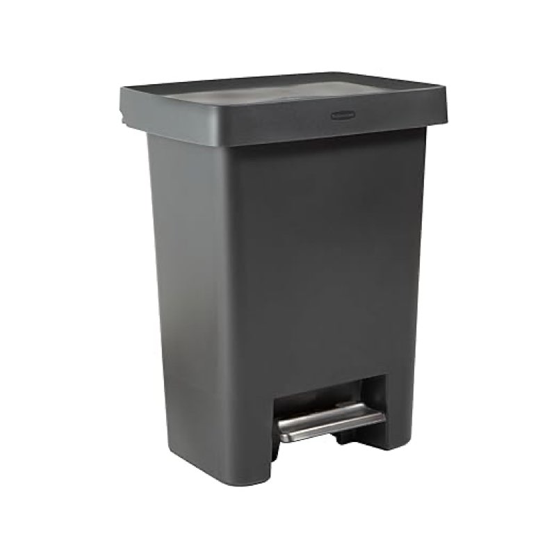 Rubbermaid High-Capacity Step-On Trash Can, 19 Gallon, Single or Dual Stream Trash or Recycling, Charcoal, Stainless-Steel Pedal, for Home/Kitchen/Garage/Apartment