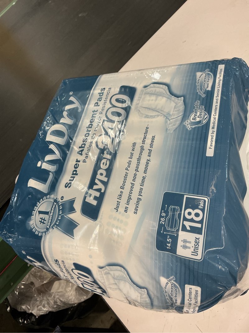 Condition photo showing Good Condition for LivDry Incontinence Pad Insert for Men and Women | Hyper 2400 for Less Active Usage and More Protection (18 Count)