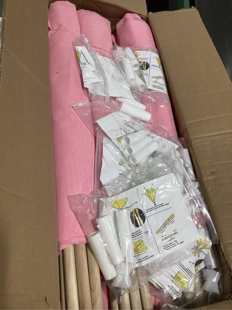 Condition photo showing Good Condition for 6 pack sleepovers teepee tent for kids bulk with mattress sheet light,natural cotton washable indoor play tent for birthday slumber party girls boys pajama movie night supplies(light pink)