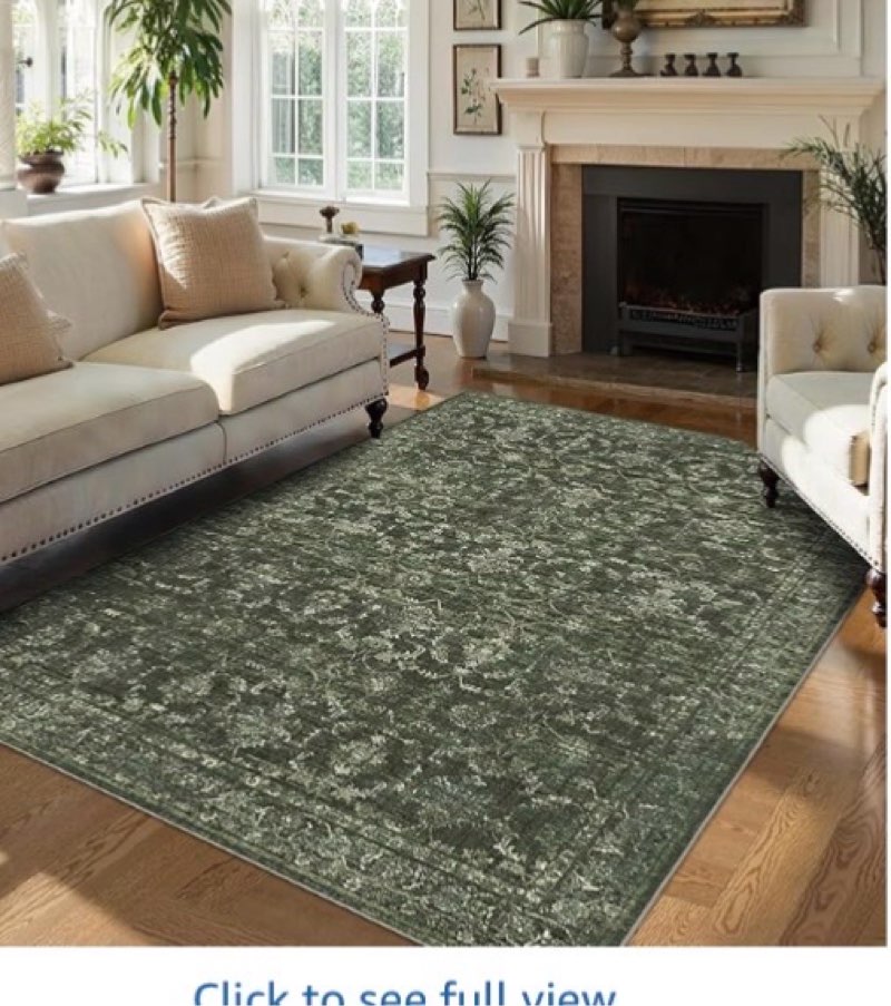 washable area rug 6x9 green rugs for living room, vintage boho large rug for bedroom dining room off