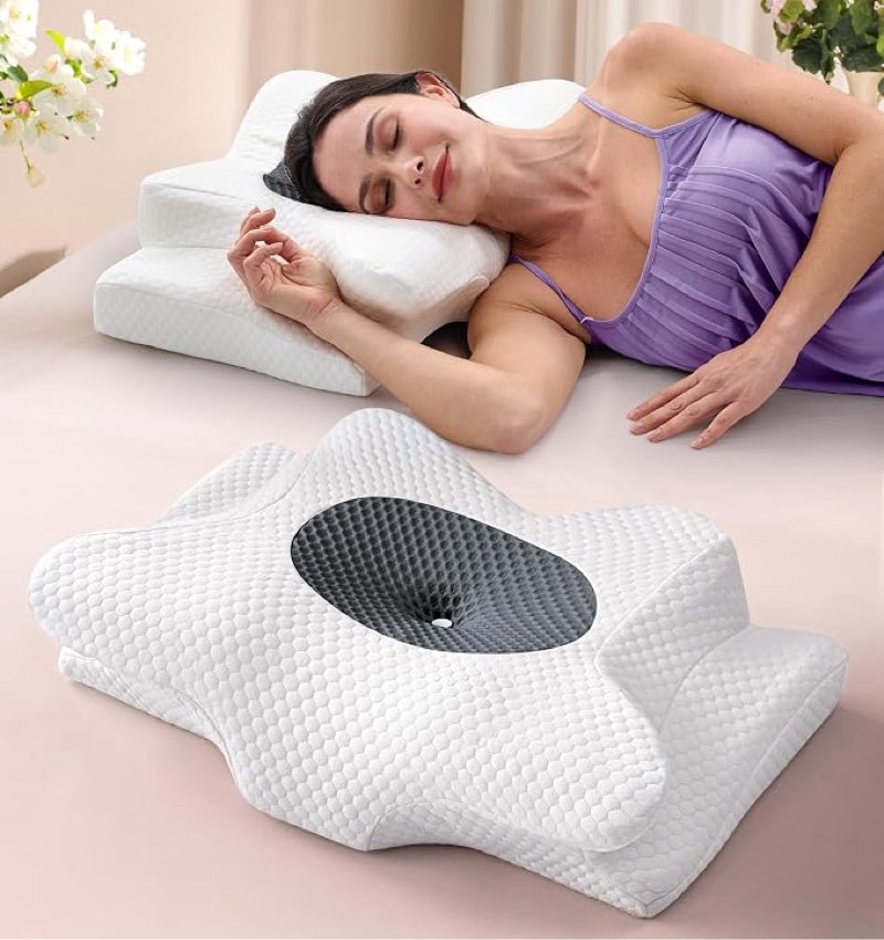 sleep doctor approved cervical neck pillow sleeping, ergonomic contour side sleeper pillows adults, cooling orthopedic pillow pain relief support, memory foam back stomach sleepers grey standard