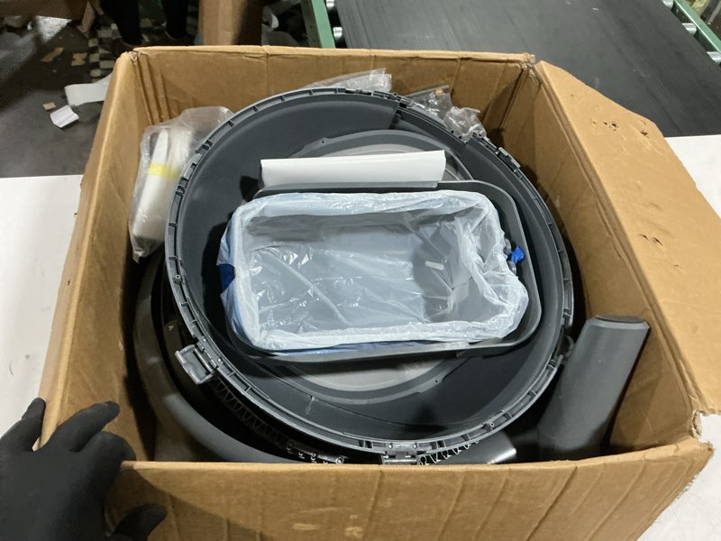 Condition photo showing As Is for automatic litter box, self cleaning litter box for multiple cats, smart app control & dual safety sensors, 15-day large capacity waste bin, odor control, includes trash bags,gray