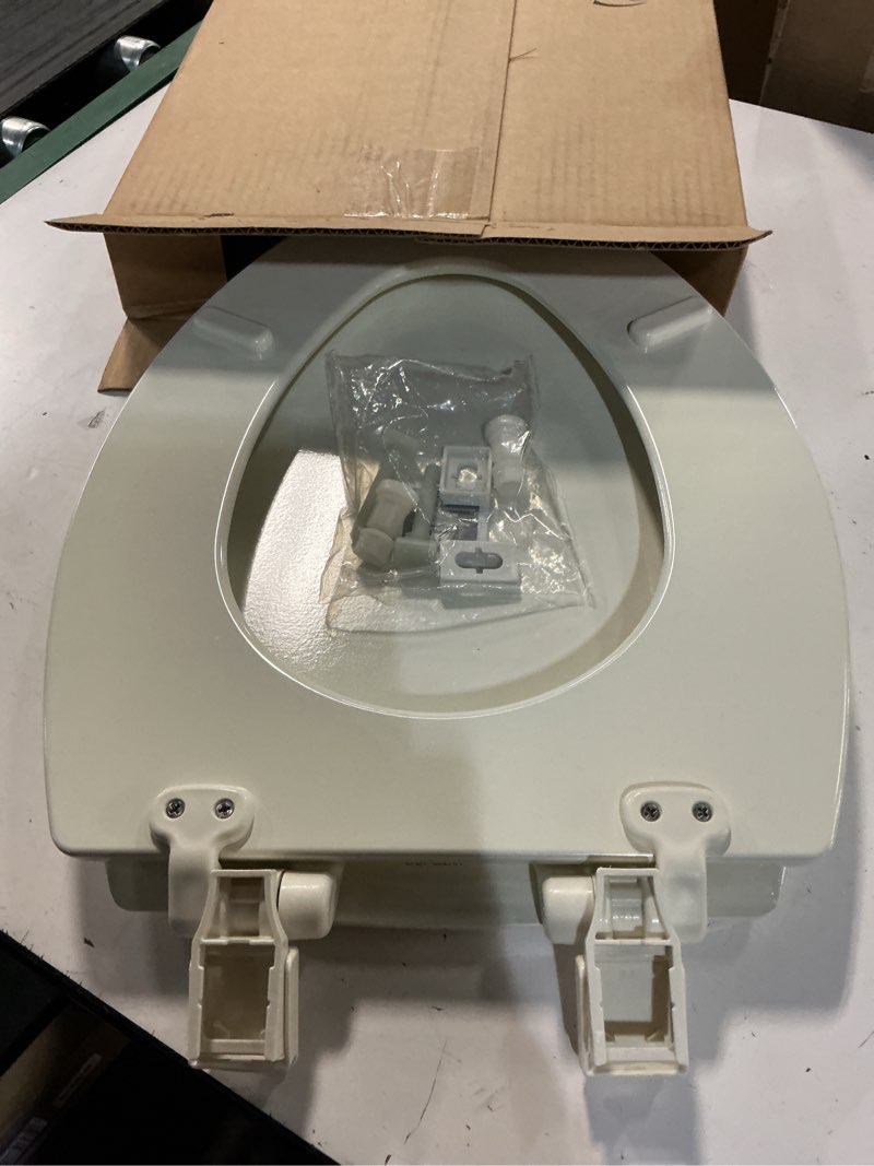 Condition photo showing Good Condition for mayfair cassel slow close toilet seat, easy clean, non slip premium wood seat, easy install, made in usa, elongated, biscuit seat elongated