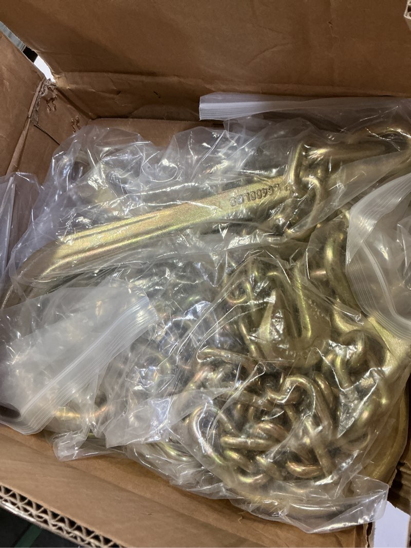 Condition photo showing New/Like New for 2PCS G80 j Hooks Tow Chain, 5/16"x6' Recovery Tow Hooks Chain 15IN J Hook w/RTJ & Grab Hook, 18800LBS Tow Truck Accessories J Hooks, Bridle Tow Transport Chain, Wrecker Towing Truck Equipment 2PCS-5/16"x6FT