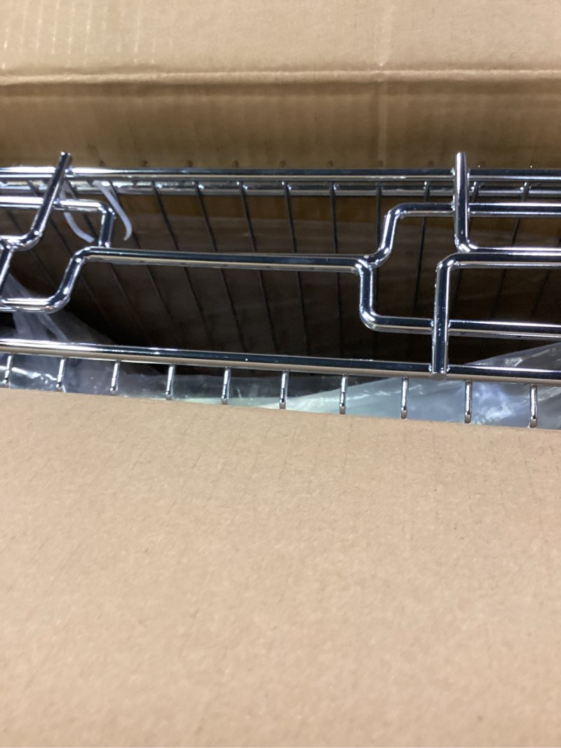 Condition photo showing New/Like New for 2 Tier Pull Out Cabinet Organizer, 17" W x 21" D Heavy-Duty Metal Sliding Drawer Shelf for Kitchen Cabinets, Chrome, Doesn't Include Door Fittings 2 Tier 17*21 IN