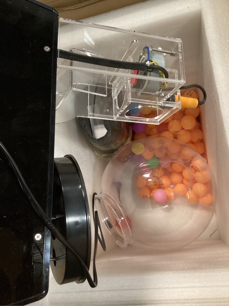 Condition photo showing As Is for Ygebet Electric Lottery Ball Machine, Automatic Bingo Balls Cage Machine Fantasy Football Drafts Game Acrylic Lucky Drawing Machine