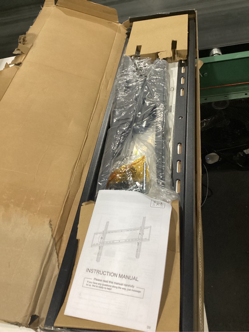 Condition photo showing As Is for 85 86 98 100 inch heavy duty tilt tv wall mount bracket for 65-120 inch large tvs up to 220lbs, tilting tv mount, max vesa 900×600mm, 16/18/24/32\" studs, fit most 65+ 75+ 120 tvs 65-120\", incomplete