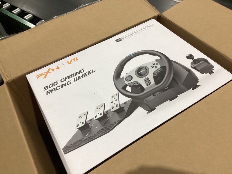 PXN V9 Gaming Racing Wheel pc Steering Wheel With Pedals and Shifter 270/900° Dual-Motor Feedback Dr