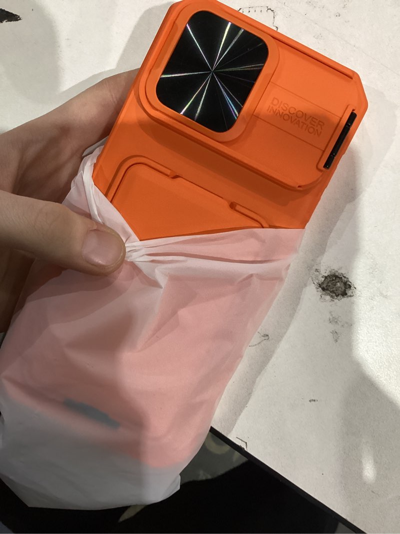 Condition photo showing New/Like New for SSLOTSCASE for iPhone 17 Pro Max Case with Card Holder & Camera Stand & Kickstand & Slide Camera Lens Cover & Wallet, Military-Grade Heavy Duty Phone Case Cover for iPhone 17 Pro Max 6.9'', Orange Orange iPhone 17 Pro Max