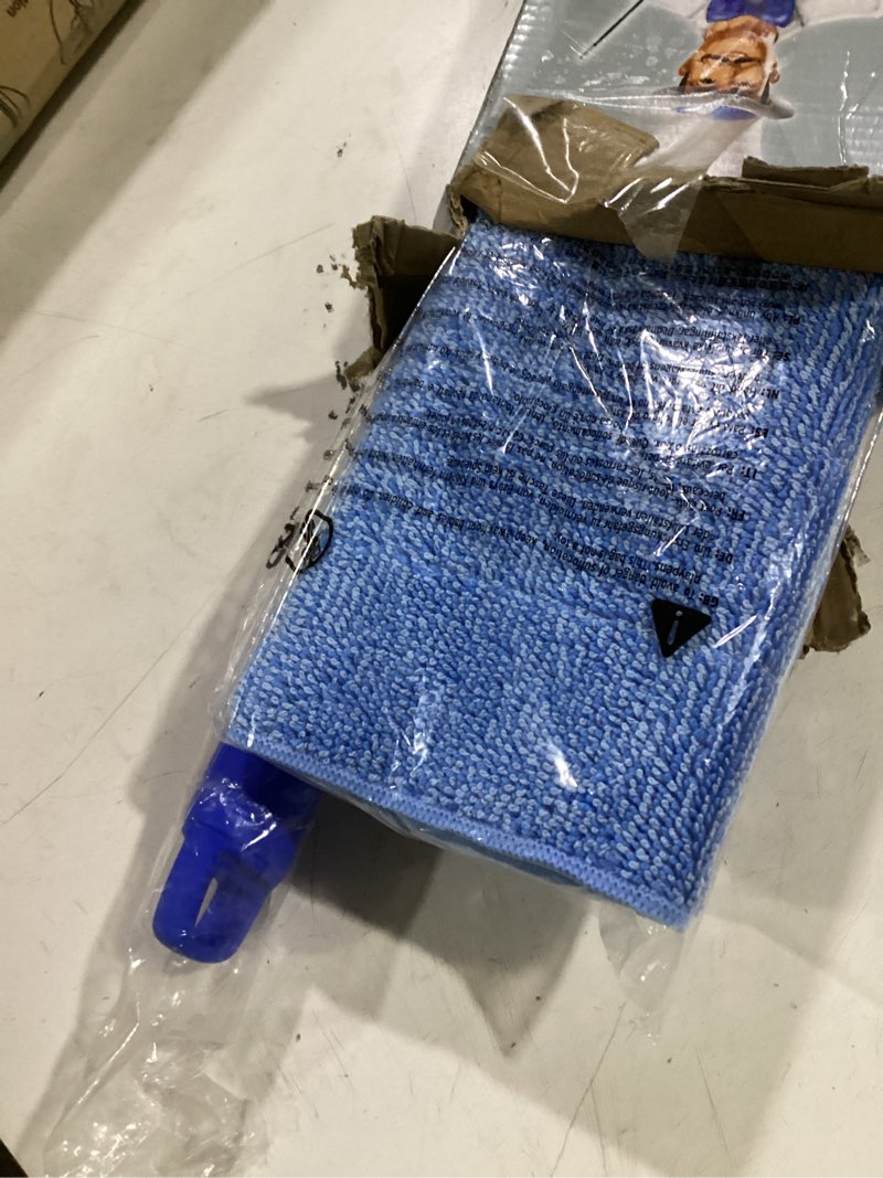 Condition photo showing As Is for mr.siga professional microfiber mop for hardwood, laminate, tile floor cleaning, stainless steel telescopic handle - 3 reusable flat mop refills and 1 dirt removal scrubber included blue
