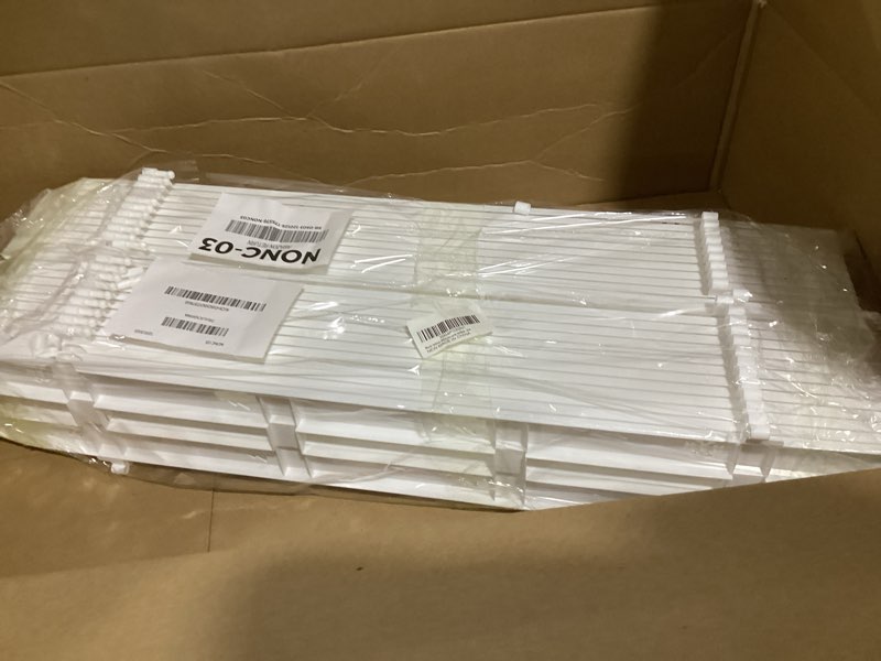 Condition photo showing As Is for Christmas Tree Fence Decorative, 24PCS Thick White Plastic Picket Fence for Christmas, Garden, Wedding, Party, Indoor Decoration 24 White