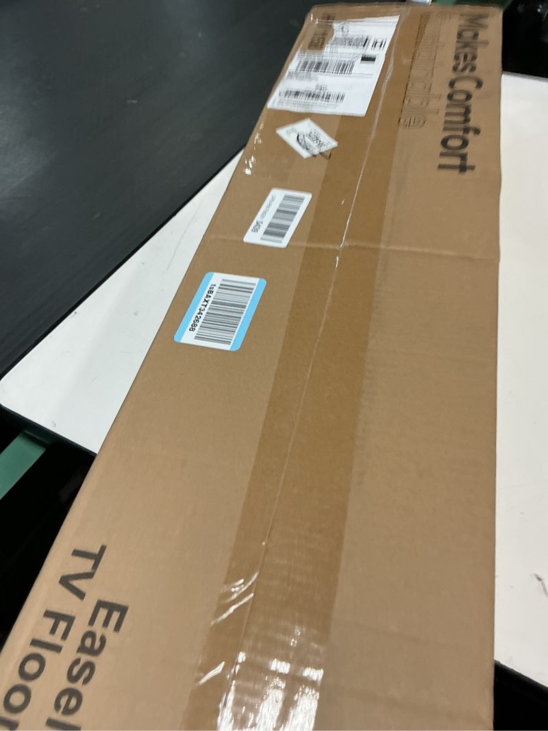 Condition photo showing New/Like New for Rolling TV Stand for 49 to 75 Inch TV up to 40 kg, Easel TV Stand with Metal Structure and Wooden Shelf, Moveable TV Cart on Wheels for Office, Business, Home, Black