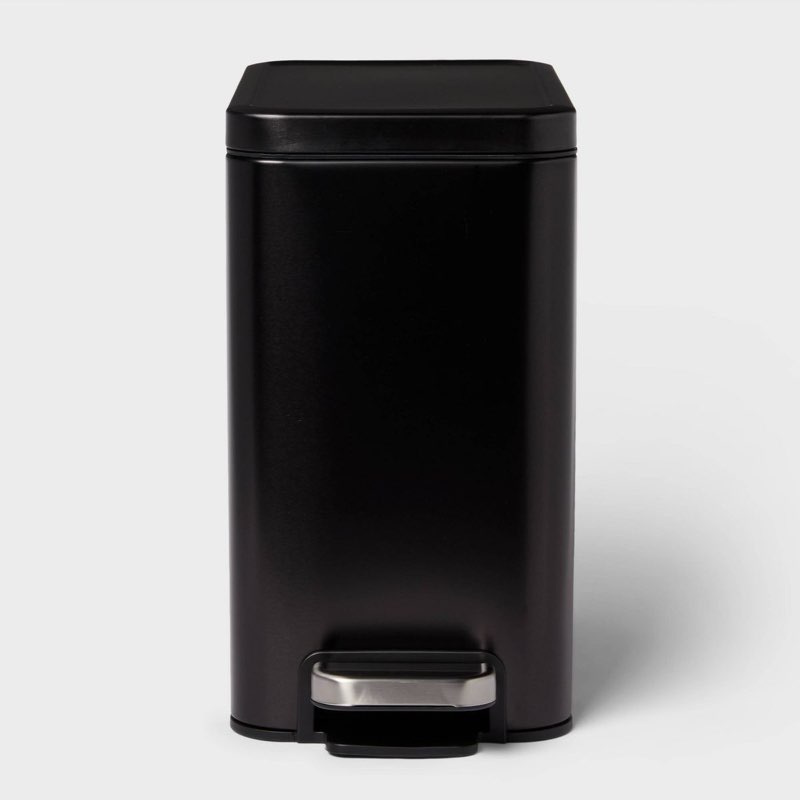 11.8 Stainless Slim Step Trash Can Black - Brightroom™
