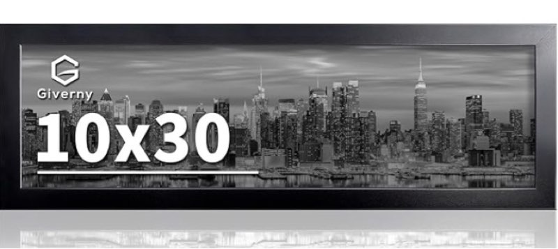 Giverny 12x32 Picture Frames Black 1 Pack, Wood 12x32 Panoramic Picture Frame for Wall Mounting, Simple and Classic Style Suitable for Decorating Houses, Offices, Hotels
