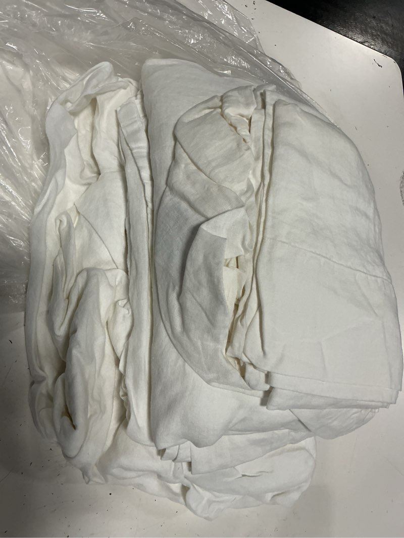 Condition photo showing As Is for european linen sheet set, cal king, white