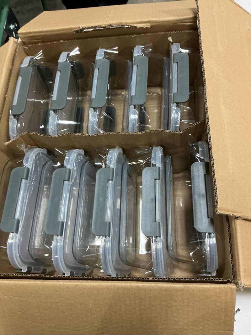 Condition photo showing New/Like New for komuee 10 packs 30 oz glass meal prep containers,glass food storage containers with lids,airtight lunch bento boxes,microwave,freezer and dishwasher,gray