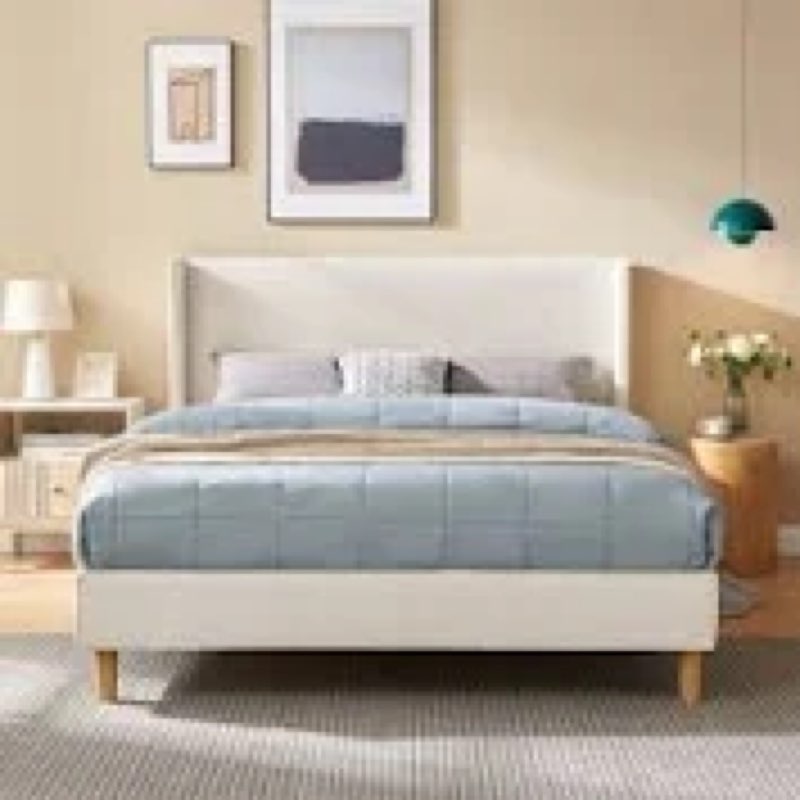 luxury modern wingback corduroy upholstered bed
