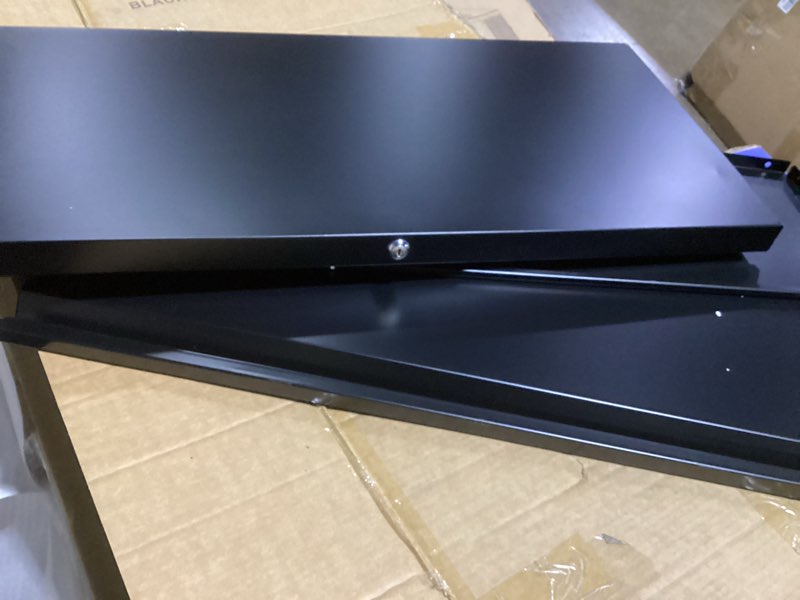 Condition photo showing Good Condition for simpli-magic 4 drawer lateral file cabinet with lock metal filing cabinet for home office with business card holder hanging letter legal f4 a4 black