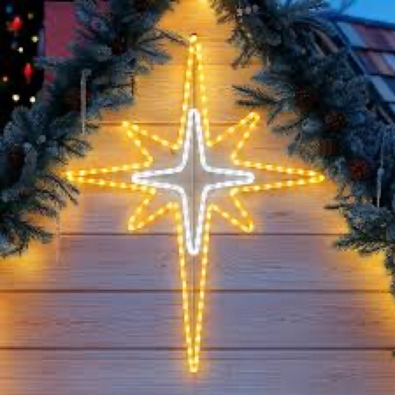 Rossesay Outdoor Christmas Star of Bethlehem Large LED Star Window Plug Operated Lighted for Xmas Wa