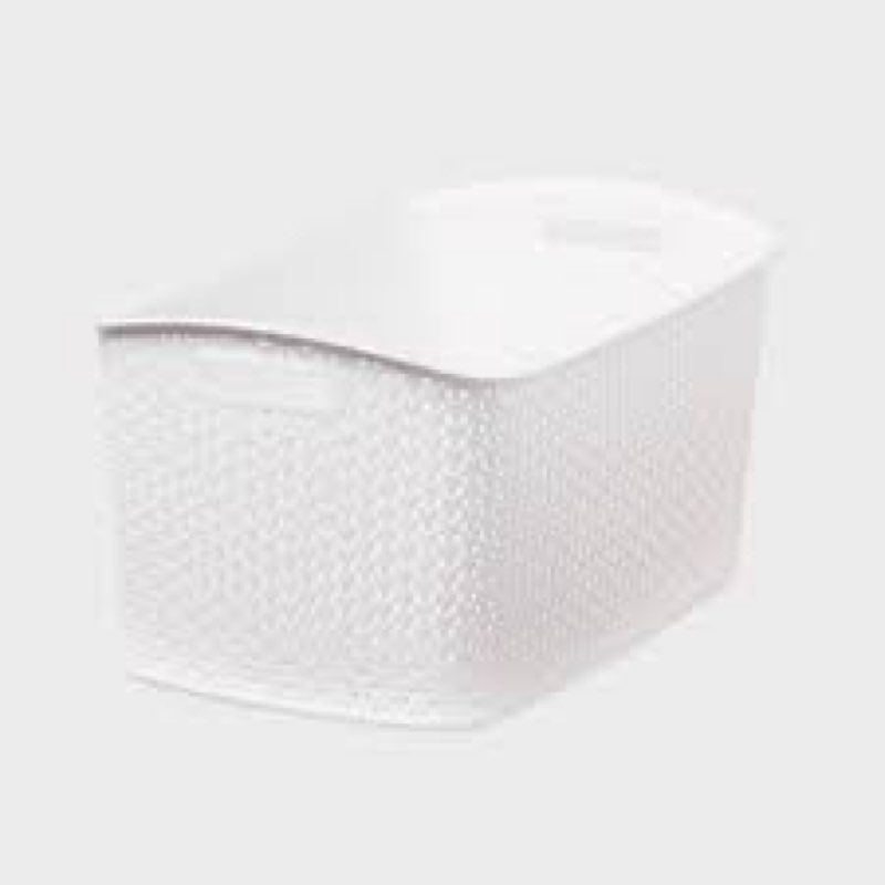 Y-Weave Jumbo Decorative Storage Basket White - Brightroom™: Portable, Nesting, Stackable, 44L, Rectangle, 2