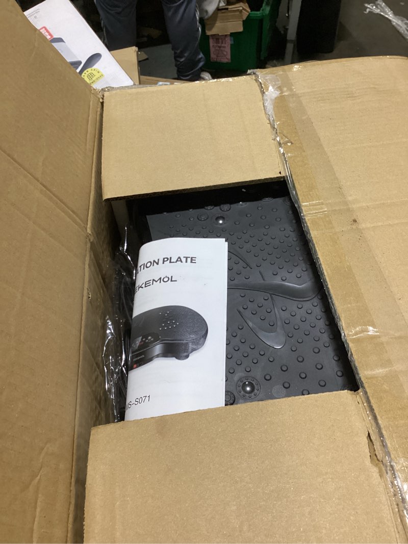 Condition photo showing As Is for vibration plate exercise machine - vibrating plate for lymphatic drainage, 999 adjustable speeds vibrate stand shake board, 330lbs capacity whole body workout for weight loss, shaping black