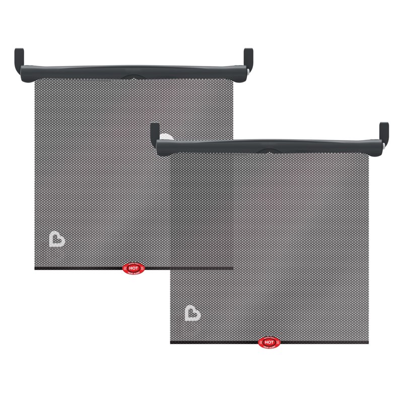 Munchkin Brica Sun Safety Car Window Shade with Heat Alert, Helps Block UVA/UVB Rays, 2 Pack, Black