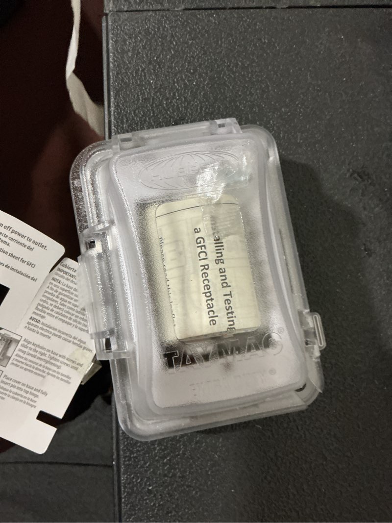 Condition photo showing As Is for hubbell taymac 1-gang rectangle clear metal electrical box cover