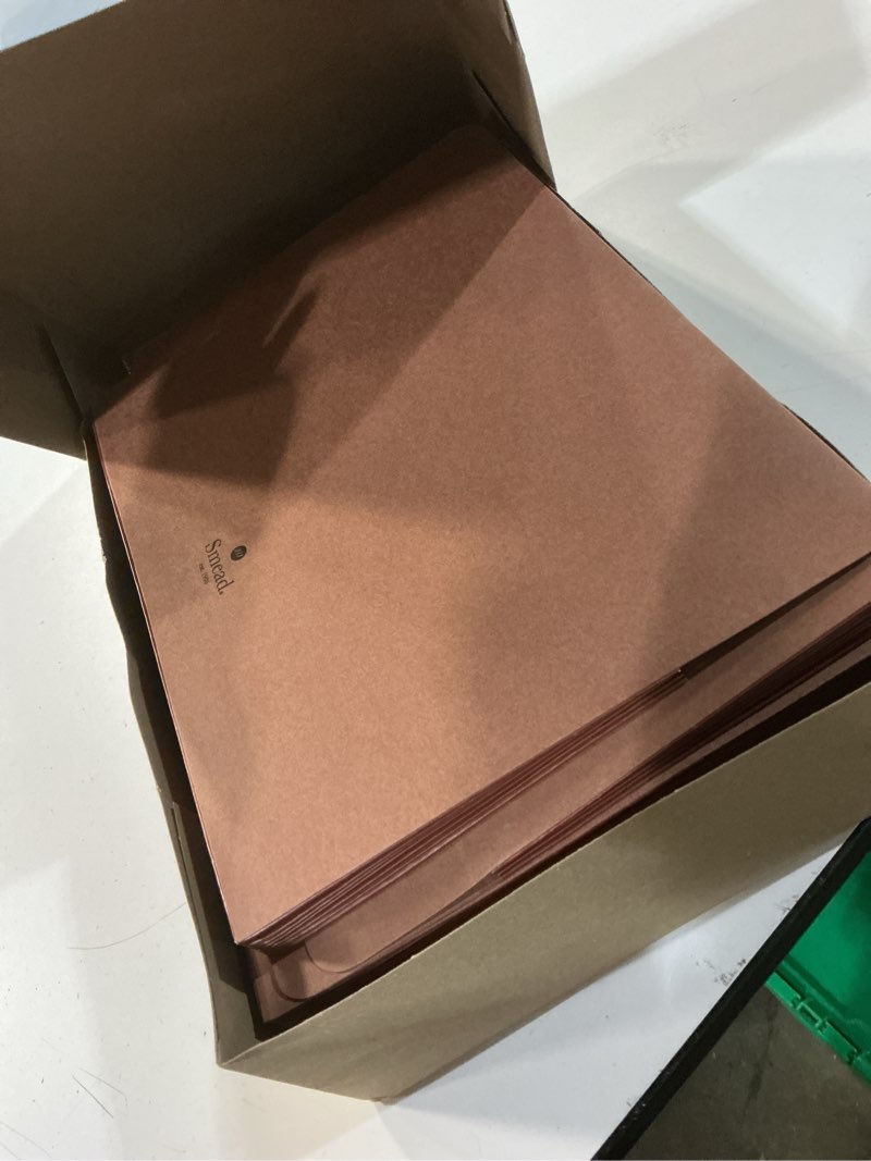 Condition photo showing Good Condition for smead straight tab cut letter recycled file pocket, 8 1/2" x 11", 5 1/4" expansion, 12.5 pt., 2 plys, dark brown, embossed, tear resistant, 30% recycled, 10 / box