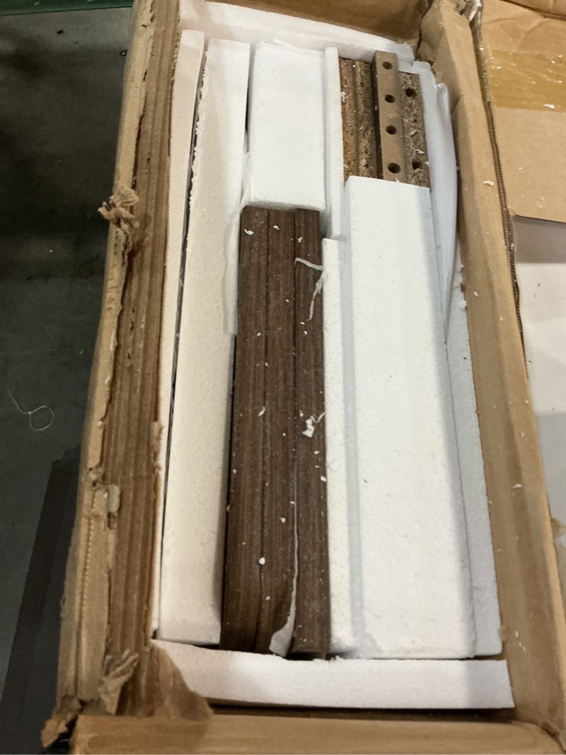 Condition photo showing Good Condition for Shoe Storage Cabinet,Farmhouse Shoe Organizer with 2 Flip Drawers & Barn Door Design,Freestanding Hidden Slim Narrow Shoe Rack Cabinet for Entryway,Foyer,Hallway,Walnut Walnut 2-Drawers