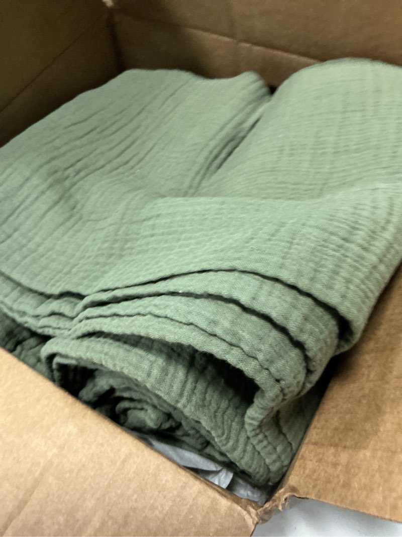 Condition photo showing Good Condition for organic airy gauze blanket, king/cal king, olive