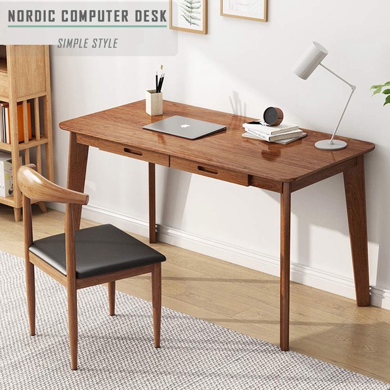iotxy solid wood writing desk - home office workbench desk with drawer, laptop computer work study table 120cm wood