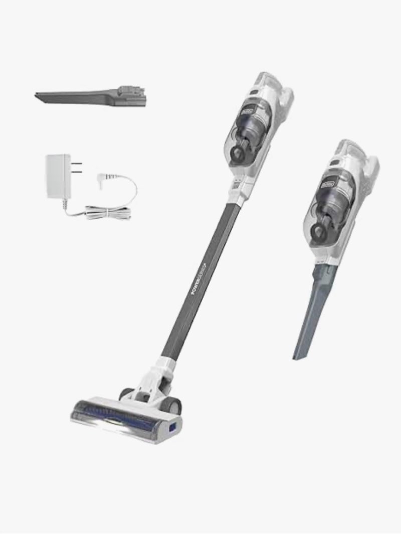 ( incomplete ) black+decker powerseries+ 20v max cordless stick vacuum cleaner with led floor lights, bagless, ligh