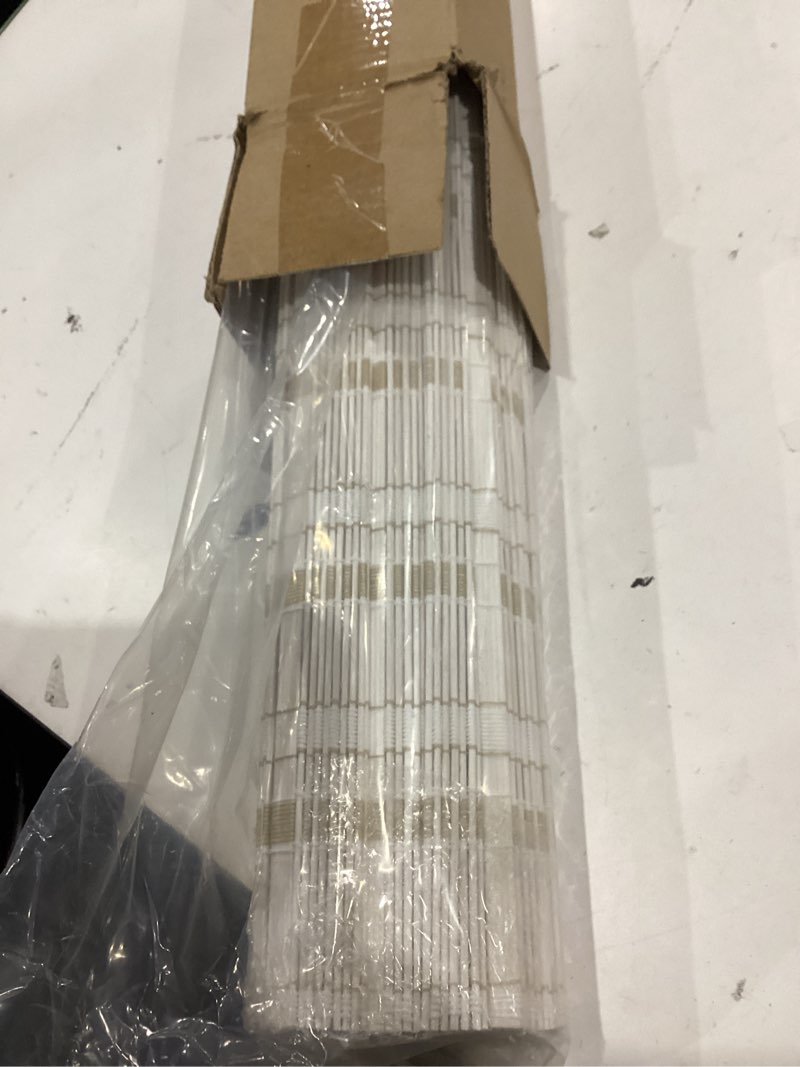 Condition photo showing Good Condition for lazblinds no tools no drill cordless bamboo roman shades, light filtering window treatment, roll up bamboo blinds for window 33'' w x 64'' h, whitewash b whitewash b 33'' w x 64'' h
