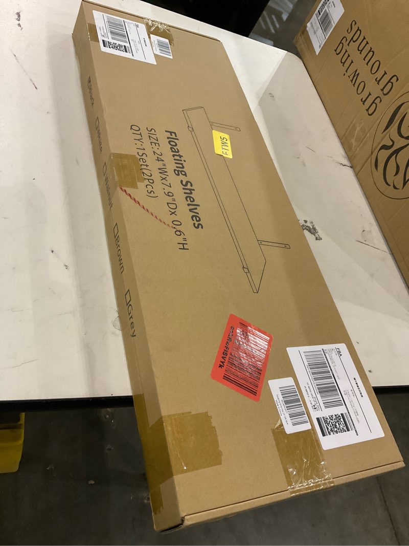 Condition photo showing New/Like New for Fun Memories Deep Floating Shelves, 16" W x 8" D Floating Shelf Set of 2, Black Wall Mounted Shelves with Metal Brackets, Rustic Wood Wall Shelves for Living Room, Bathroom, Bedroom and Kitchen Black 16"Wx8"D