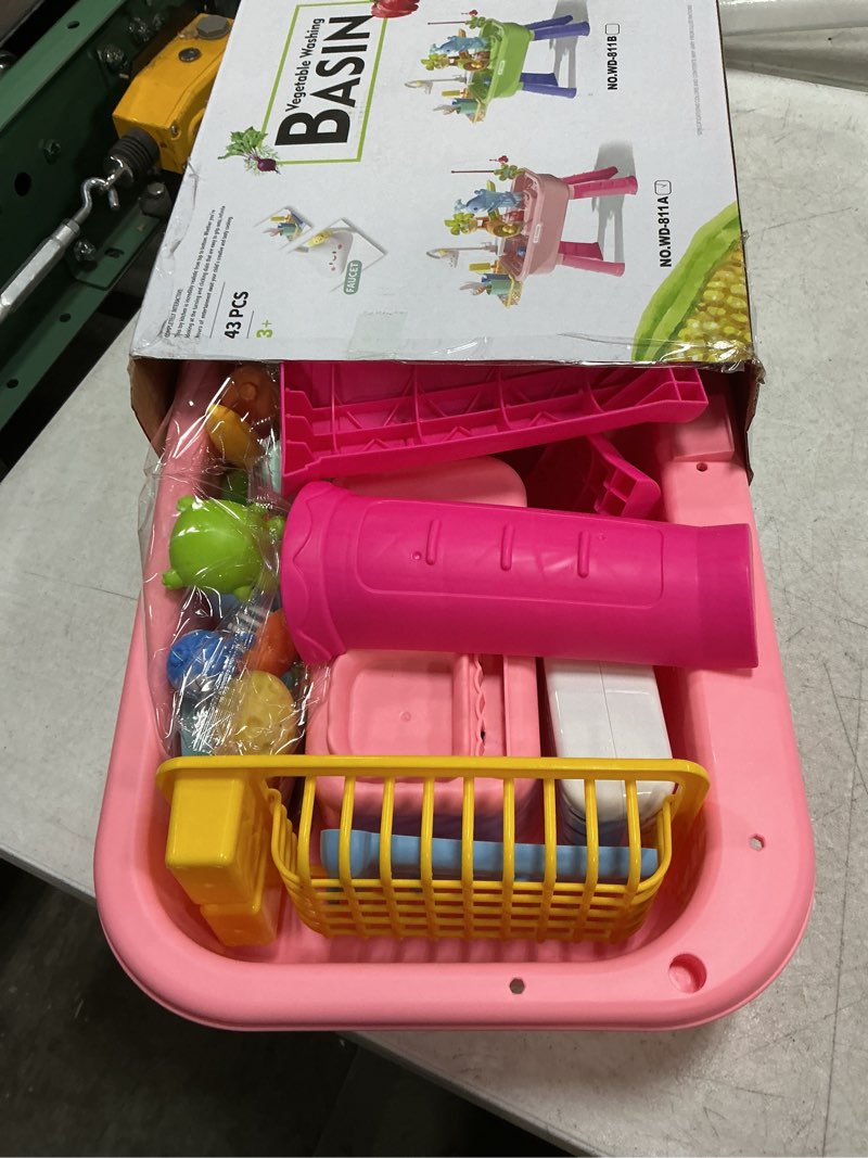 Condition photo showing Good Condition for ploomi upgraded toddler sand water table toy with electric water pump, kids sand water with faucet/play food accessories/fishing toy, kitchen play sink toys for girl boy age 3+ dark-pink