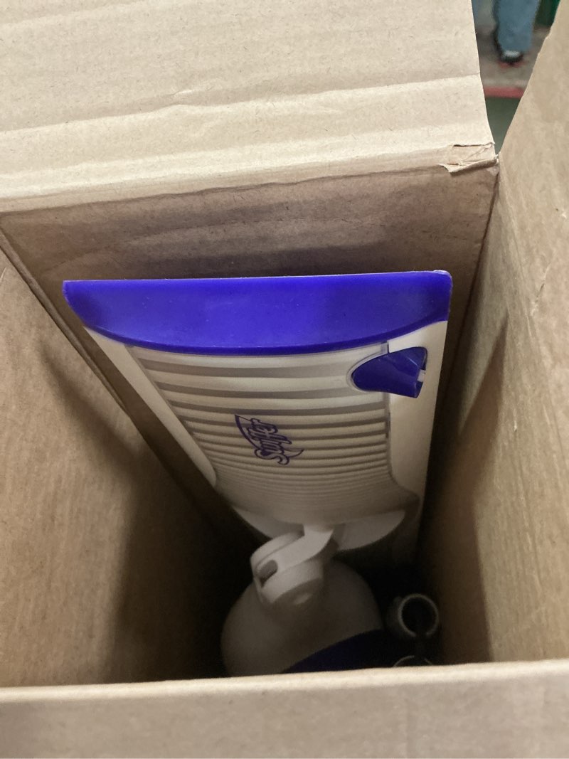 Condition photo showing As Is for Swiffer PowerMop Multi-Surface Mop Kit for Floor Cleaning, Includes PowerMop, 2 Mopping Pad Refills, 1 Cleaning Solution with Fresh Scent and 2 Batteries Purple and White