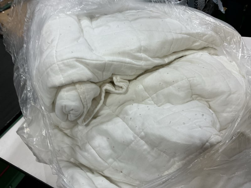 Condition photo showing As Is for european linen box quilt, king/cal king, ivory