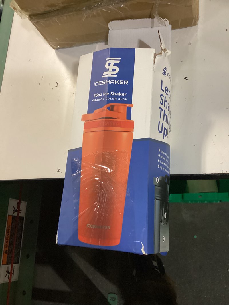 Condition photo showing New/Like New for ice shaker insulated stainless steel shaker bottle | 26oz, orange color rush | cold for 30+ hours | 
