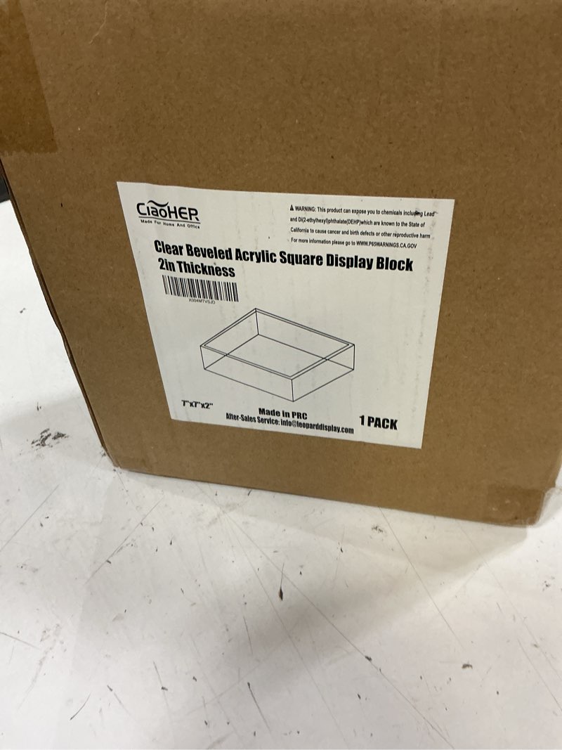 Condition photo showing New/Like New for ciaoher 2in thickness beveled solid acrylic display block clear polished pedestal stand riser solid 