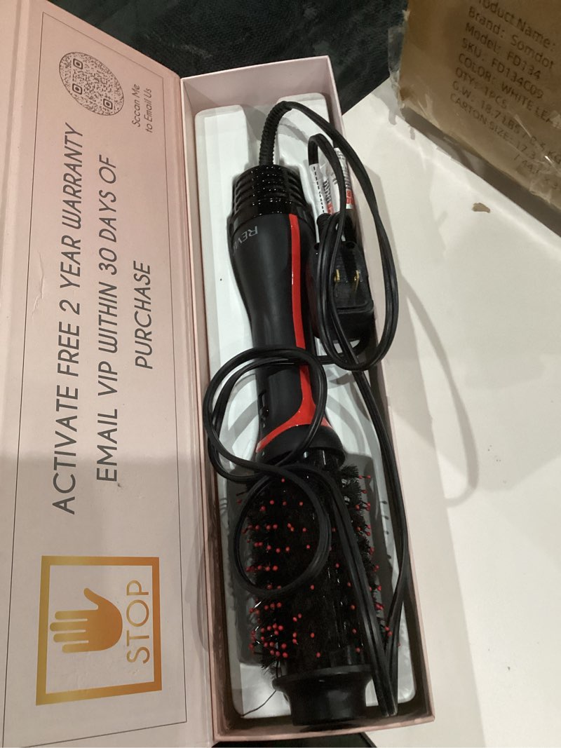Condition photo showing As Is for SIMILAR TO NOT EXACT Plus 2.0 Hair Dryer Brush Blow Dryer Brush in One, 2'' Oval Brush Head Hot Air Brush Styler & Volumizer with Ionic Technology, NTC Smart Temp Control for Smooth, Frizz-Free, Shiny Hair Black/Red