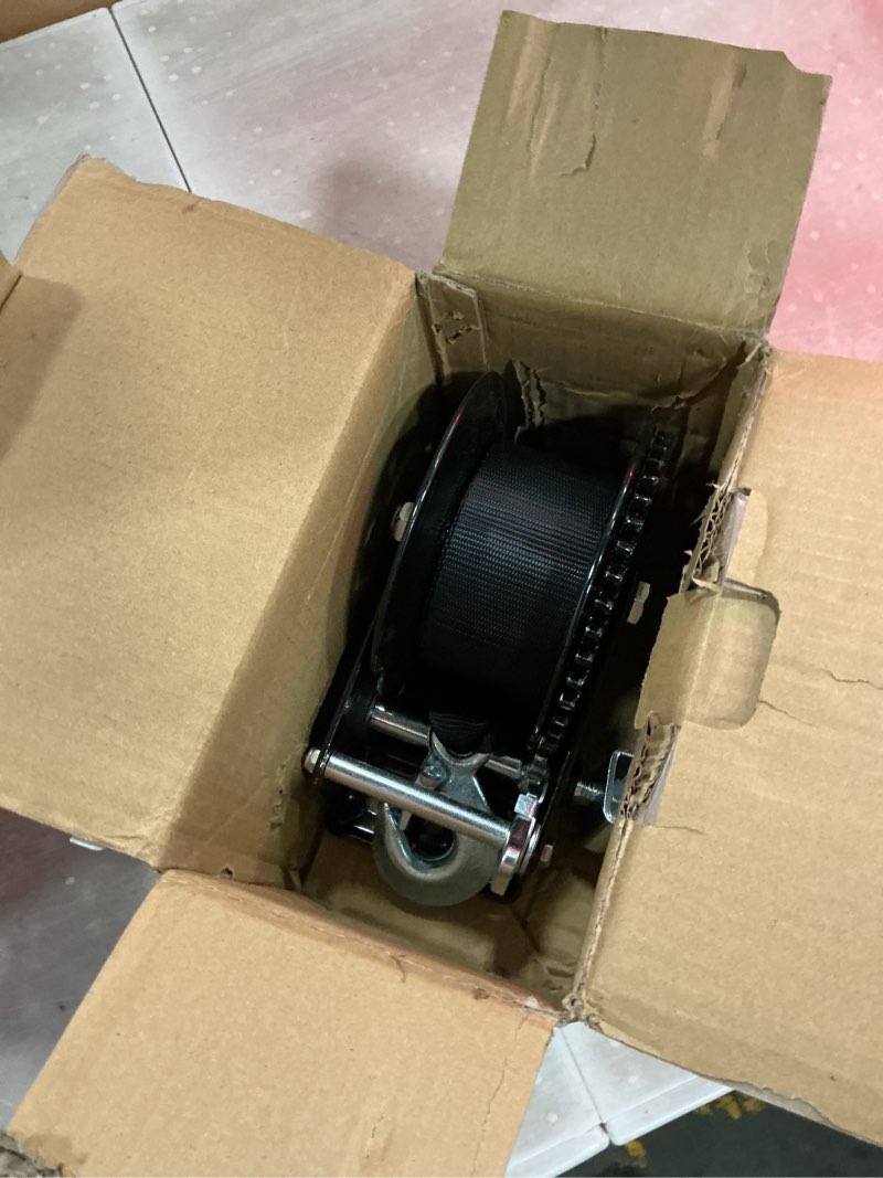 Condition photo showing New/Like New for nilight boat trailer winch 1200 lbs hand crank winch heavy duty boat winches with 23ft strap rope hook 2-way ratchet 4:1 gear portable marine manual winch for trailers boats rv atv jet ski towing 1200 lbs black