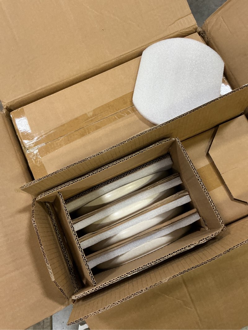 Condition photo showing Good Condition for Famiware Starlight Dinnerware Sets, Plates and Bowls Dish Set of 8 (24 Pieces), Ribbed Textured Tableware - Dishwasher & Microwave Safe, Chip Resistant, Reactive Glaze, Matte Reactive White Matte Reactive White 8-Set(24pcs)