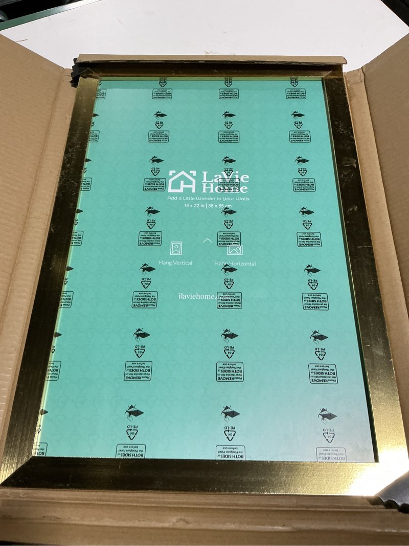 Condition photo showing Good Condition for LaVie Home 14 x 22 Picture Frame, Large Poster Frame with High Definition Plexiglass, Horizontal or Vertical Wall Gallery Poster Frames Suitable for Photos, Artworks, Posters,Puzzle, Gold 1pc 14x22 Gold