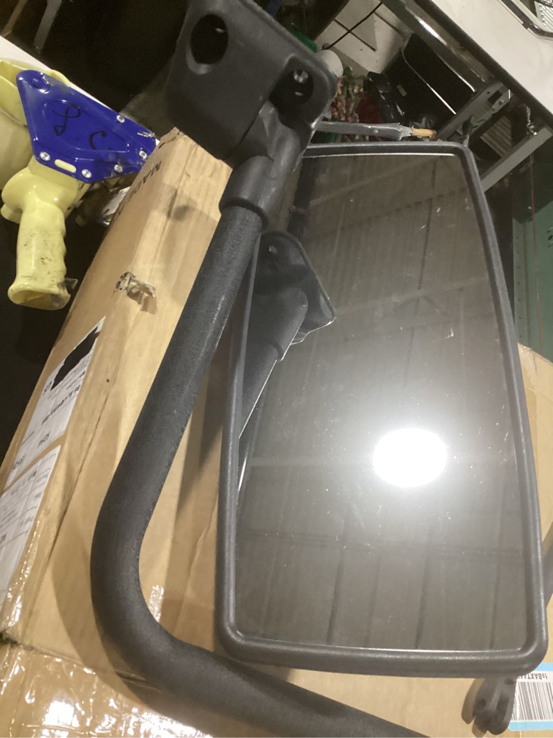 Condition photo showing As Is for inione chrome door mirror assembly with arm fit 2002-2018 for international 4100 4200 4300 4400 8500 trucks, left/driver side