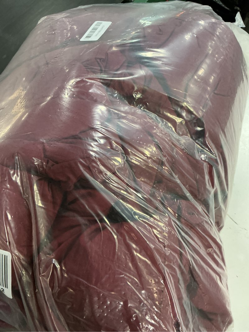 Condition photo showing Good Condition for maple&stone burgundy comforter set queen, 7 pieces bed in a bag queen, pintuck bedding sets with comforter, sheets, pillowcases & shams - burgundy burgundy queen