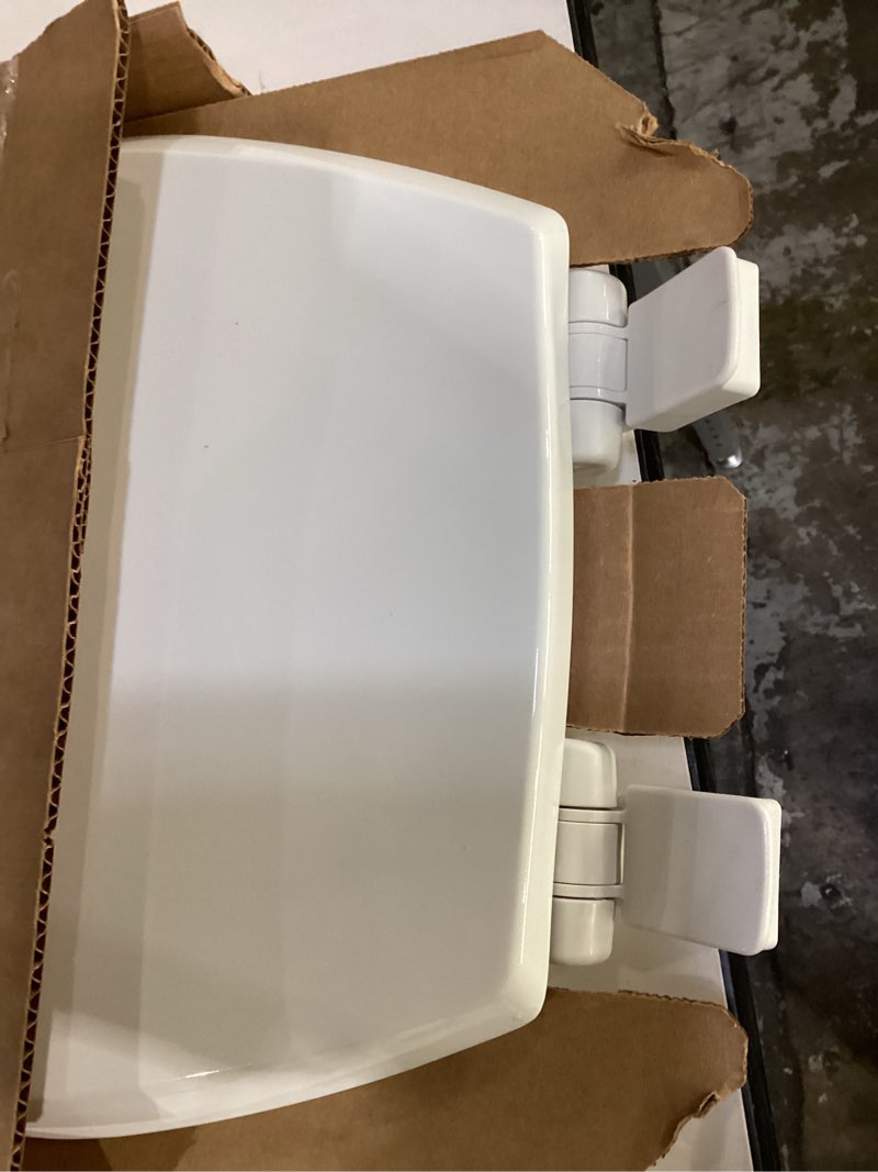 Condition photo showing New/Like New for Mayfair Cassel Slow Close Toilet Seat, Easy Clean, Non Slip Premium Wood Seat, Easy Install, Made in USA, Round, White Round 1 - Toilet Seat